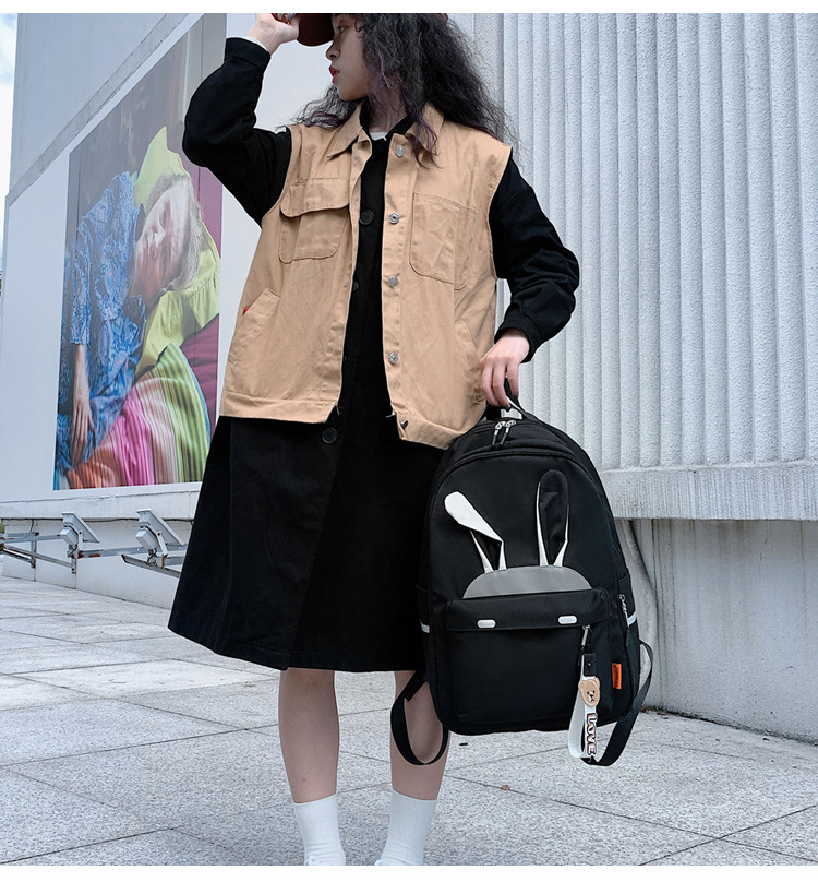 2020 New Backpack Women Korean Style Cute Student Casual Reflective Backpack Large Capacity Versatile Campus Schoolbag Women