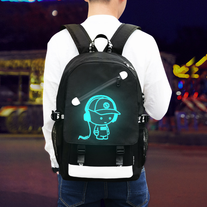 Cross-Border Amazon Cartoon Korean-Style Backpack Men&#039;s USB Backpack Travel Casual Computer Student Schoolbag