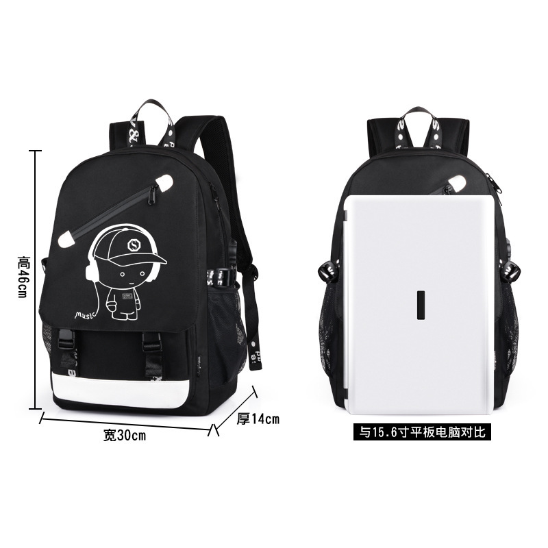 Cross-Border Amazon Cartoon Korean-Style Backpack Men&#039;s USB Backpack Travel Casual Computer Student Schoolbag