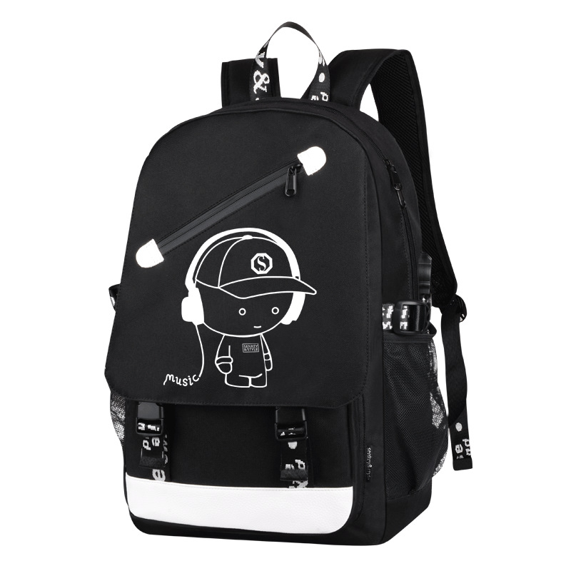 Cross-Border Amazon Cartoon Korean-Style Backpack Men&#039;s USB Backpack Travel Casual Computer Student Schoolbag