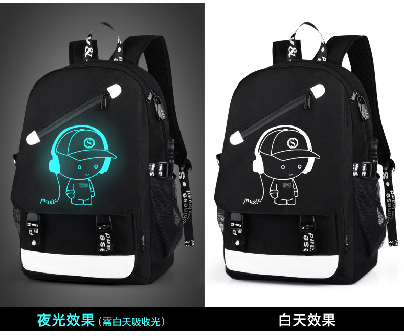 Cross-Border Amazon Cartoon Korean-Style Backpack Men's USB Backpack Travel Casual Computer Student Schoolbag