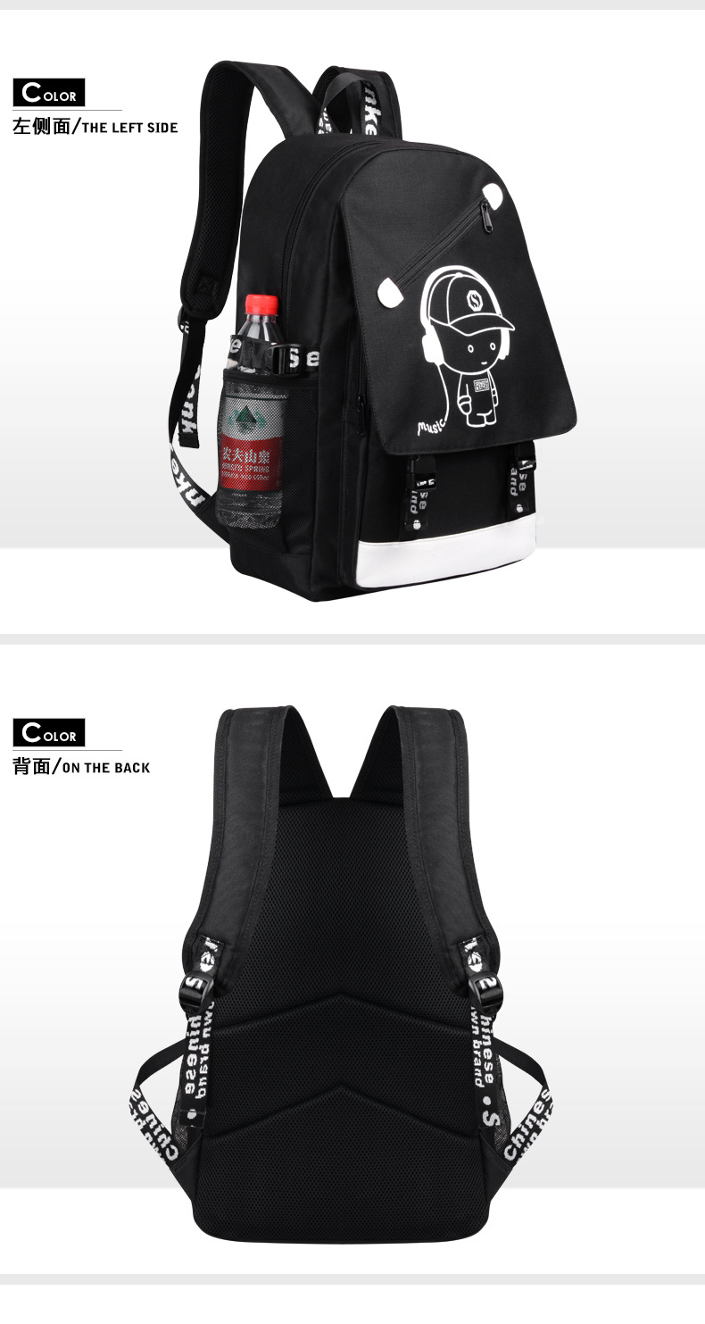 Cross-Border Amazon Cartoon Korean-Style Backpack Men's USB Backpack Travel Casual Computer Student Schoolbag