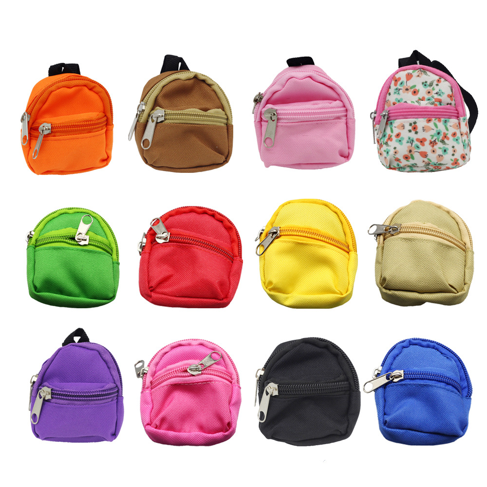 BJD Doll Changing Backpack Blythe Schoolbag Double Layer Zipper Schoolbag Doll Coin Purse Backpack
