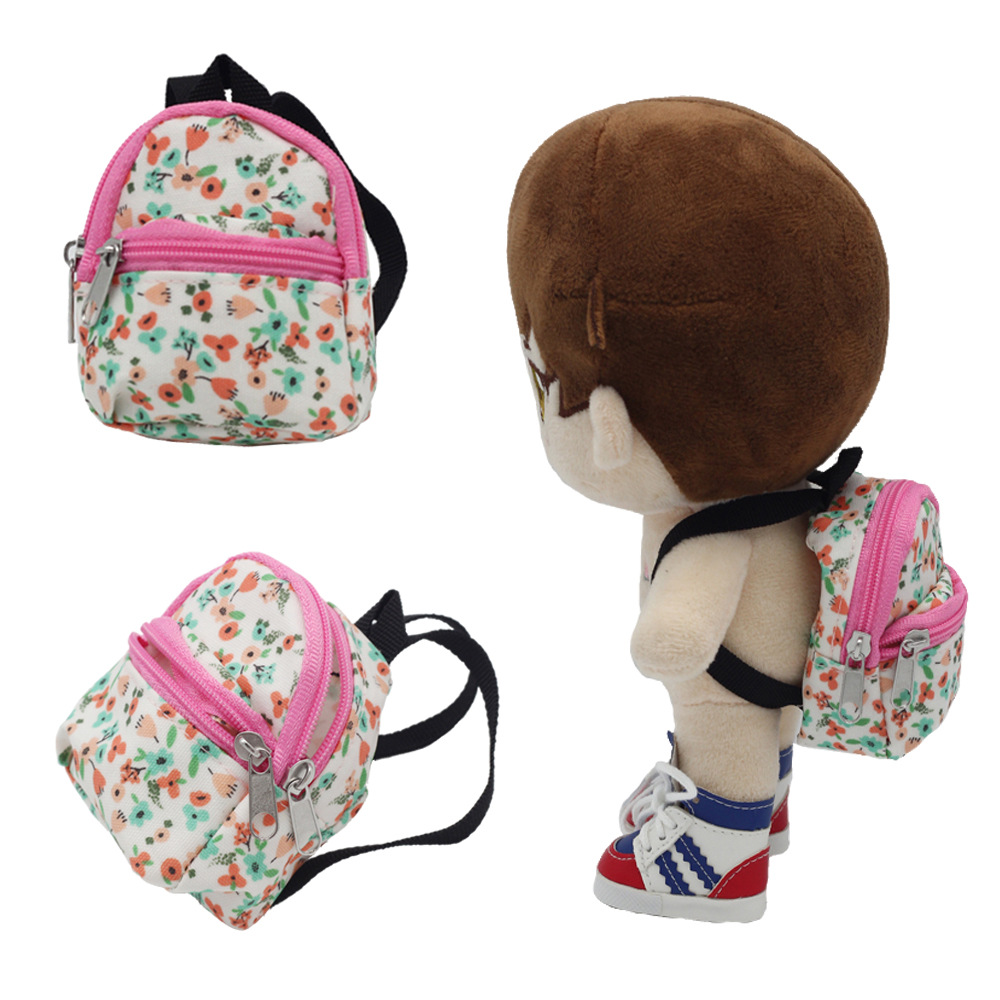BJD Doll Changing Backpack Blythe Schoolbag Double Layer Zipper Schoolbag Doll Coin Purse Backpack