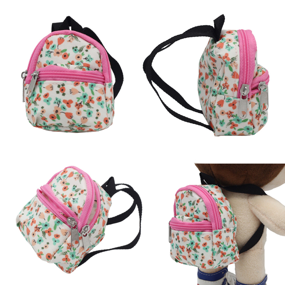 BJD Doll Changing Backpack Blythe Schoolbag Double Layer Zipper Schoolbag Doll Coin Purse Backpack