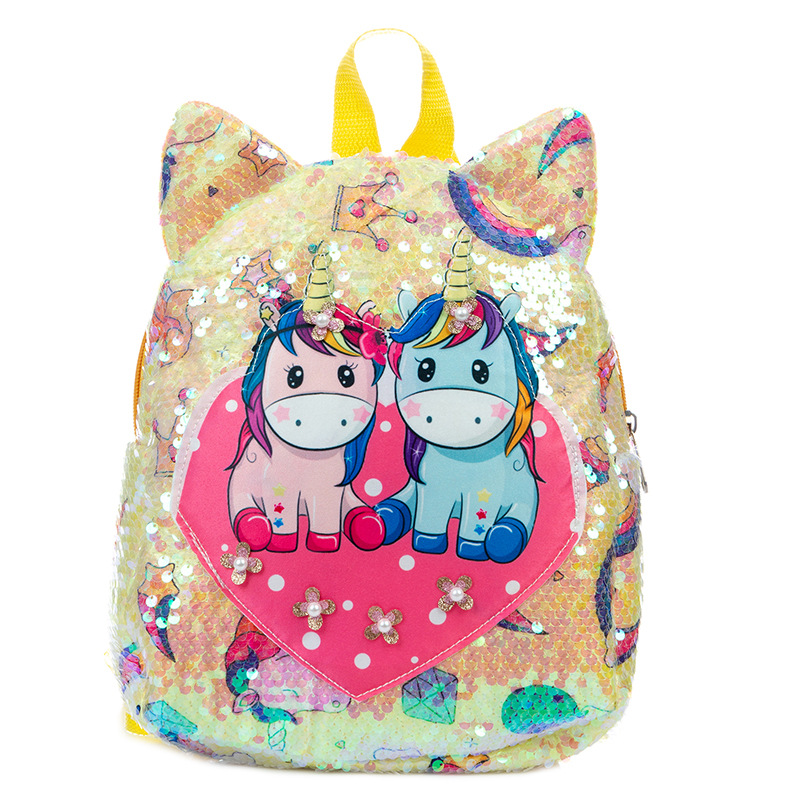 New Hot Sale Sequin Children&#039;s Backpack Cute Cartoon Doll Sequin Small Schoolbag Kindergarten Cartoon Small Backpack