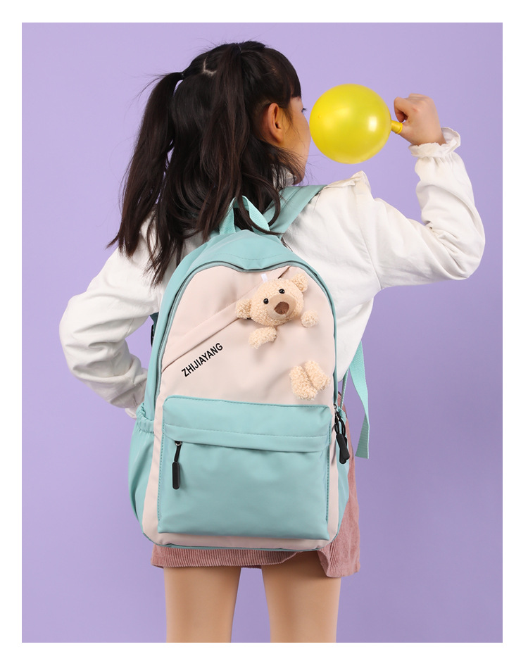 New Backpack Casual Sports Backpack Ins Trendy Junior High School Student Schoolbag Female Korean Cute Bear Large Capacity