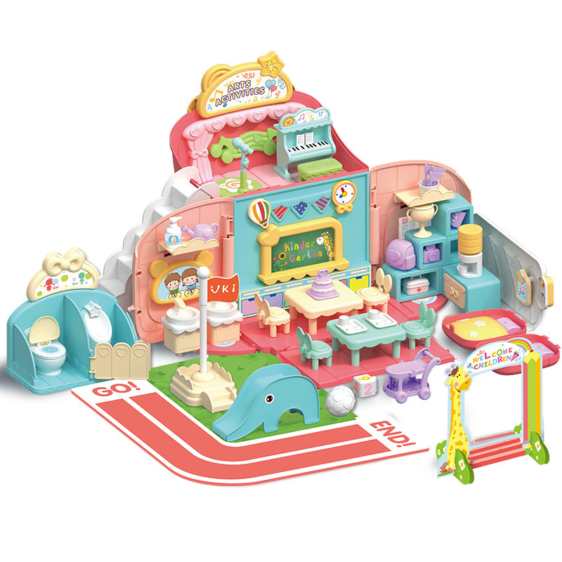 Cross-Border Children&#039;s Fun Storage Schoolbag Kindergarten Scene Mode Play House Role Play Interactive Early Education Toys