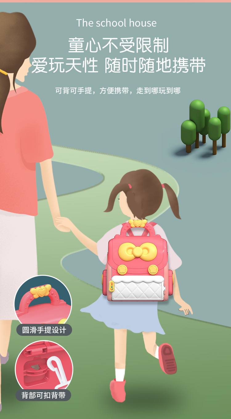 Cross-Border Children's Fun Storage Schoolbag Kindergarten Scene Mode Play House Role Play Interactive Early Education Toys
