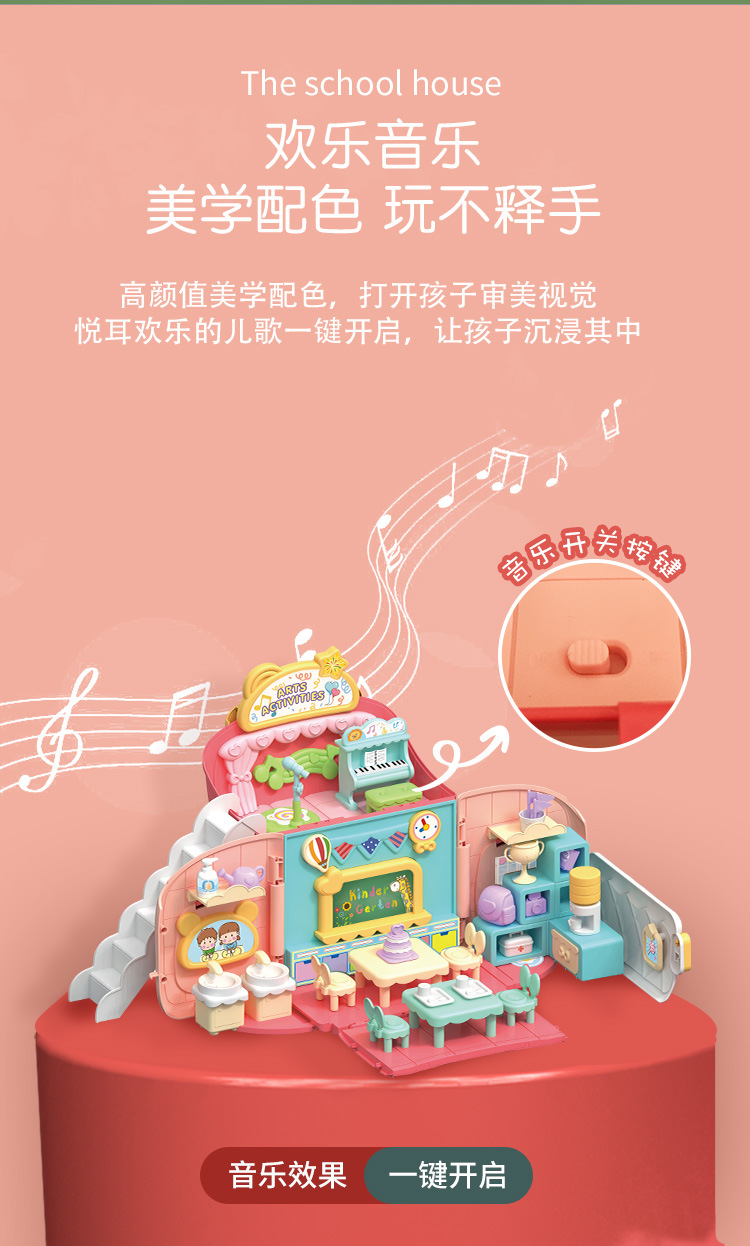 Cross-Border Children's Fun Storage Schoolbag Kindergarten Scene Mode Play House Role Play Interactive Early Education Toys