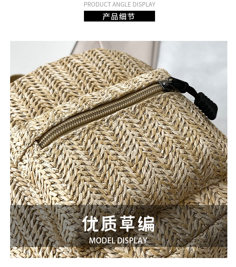Retro Popular Woven Bag Backpack Female 2021 New Straw Backpack Small Schoolbag Woven Bag