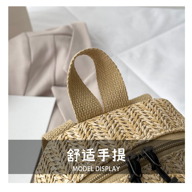 Retro Popular Woven Bag Backpack Female 2021 New Straw Backpack Small Schoolbag Woven Bag