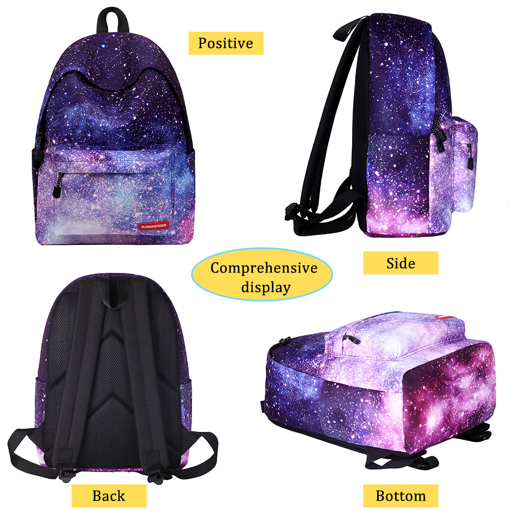 Three-Piece Set 2021 Starry Sky Backpack Student Schoolbag Female Lunch Bag Backpack Amazon