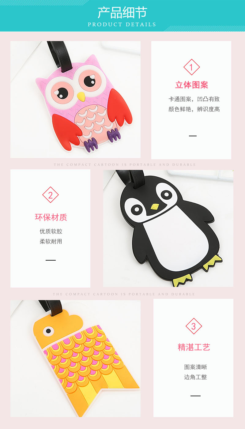 Wish New Creative Cartoon Animal Penguin Luggage Tag Customized Schoolbag Cool Tag Identification Tag Factory Wholesale Wish New Creative Cartoon Animal Penguin Luggage Tag Customized Schoolbag Cool Tag Identification Tag Factory Wholesale