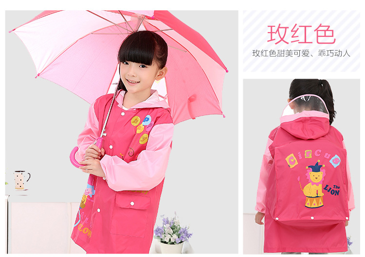 Korean Children's Raincoat Thickened Nylon Cartoon Fashion Raincoat Primary School Students with Schoolbag Seat Boys and Girls Poncho Customization