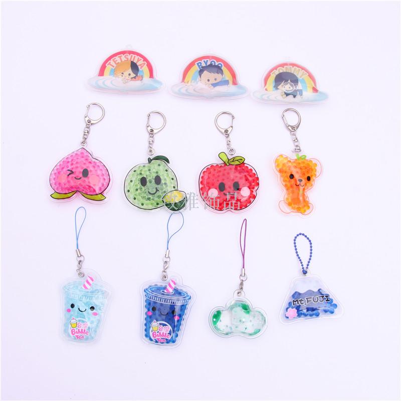 Schoolbag Pendant Key chain holiday gift Creative PVC Cartoon into oil glitter quicksand student Schoolbag Pendant key chain holiday gift