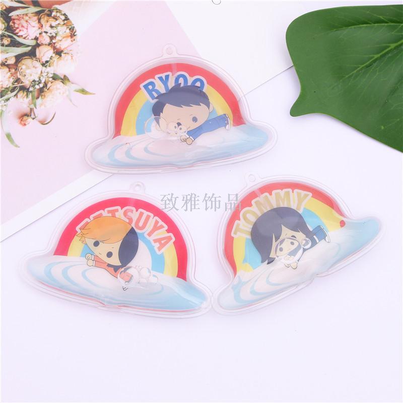 Schoolbag Pendant Key chain holiday gift Creative PVC Cartoon into oil glitter quicksand student Schoolbag Pendant key chain holiday gift