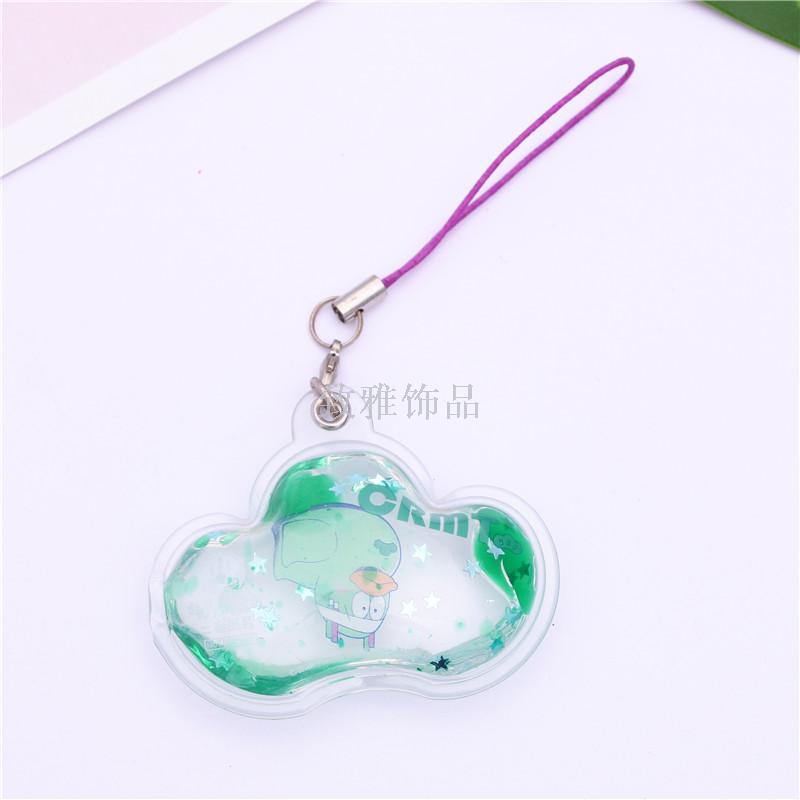 Schoolbag Pendant Key chain holiday gift Creative PVC Cartoon into oil glitter quicksand student Schoolbag Pendant key chain holiday gift