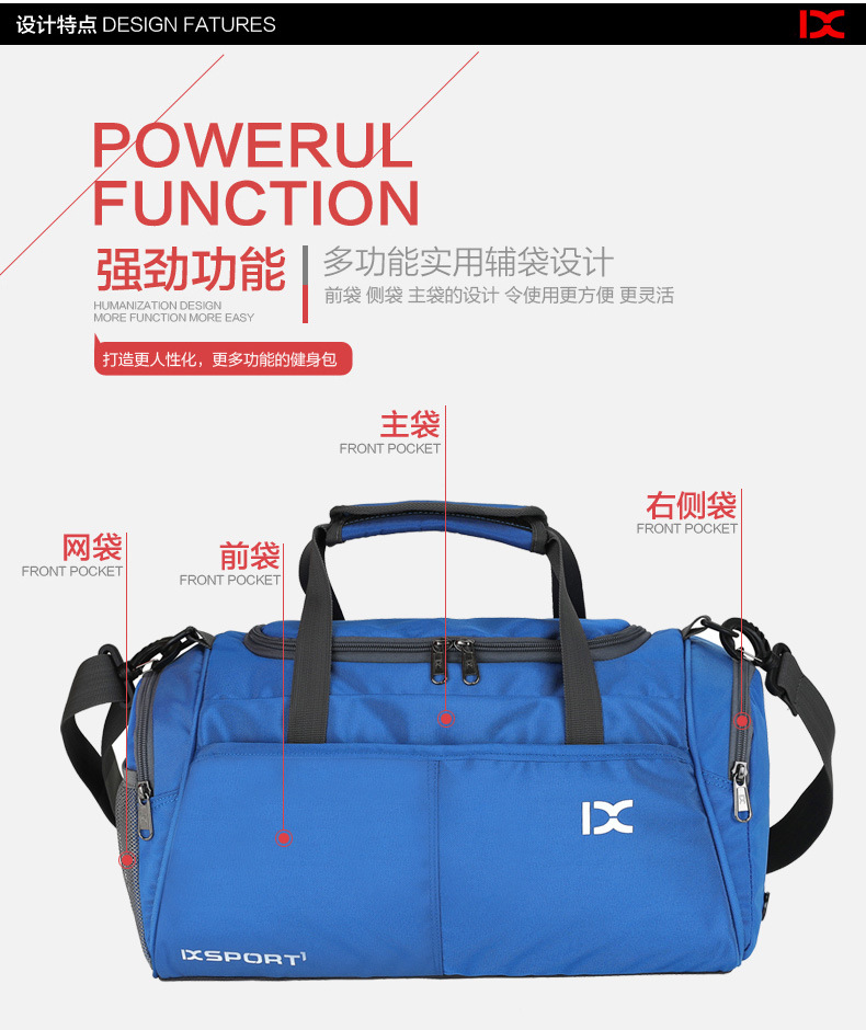 Cross-Border Dry Wet Separation Gym Bag Men's and Women's round Bag Travel Bag Shoulder Bag Handbag Yoga Sports Bag 8037