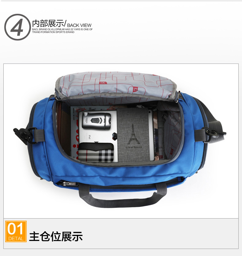 Cross-Border Dry Wet Separation Gym Bag Men's and Women's round Bag Travel Bag Shoulder Bag Handbag Yoga Sports Bag 8037