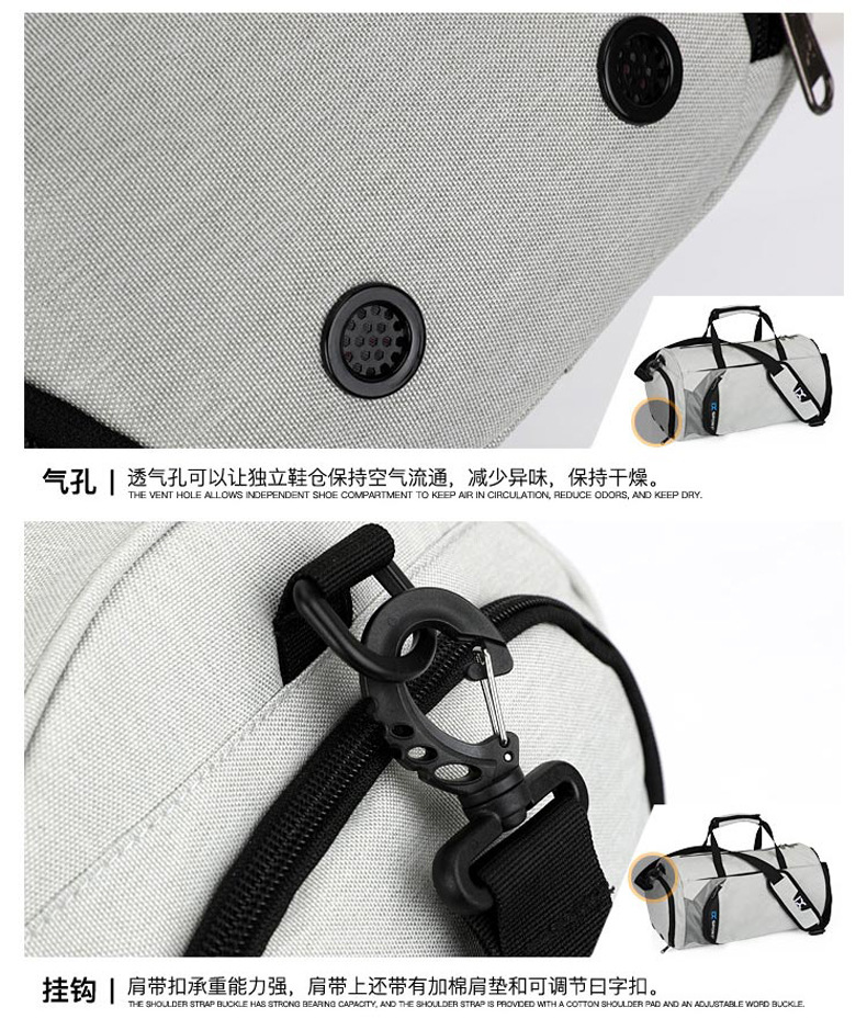 Cross-Border Gym Bag Dry Wet Separation Cylinder Sports Bag Outdoor Single-Shoulder Bag Portable Messenger Bag Luggage Bag Travel Bag