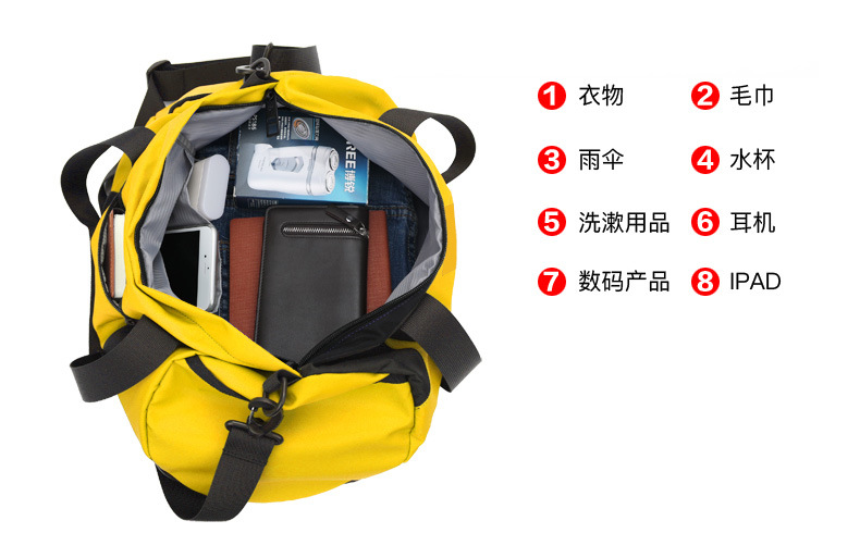 Cross-Border Gym Bag Cylinder Shoulder Bag 20L Men's and Women's Travel Bag Portable Messenger Bag Yoga Sports Bag 8074