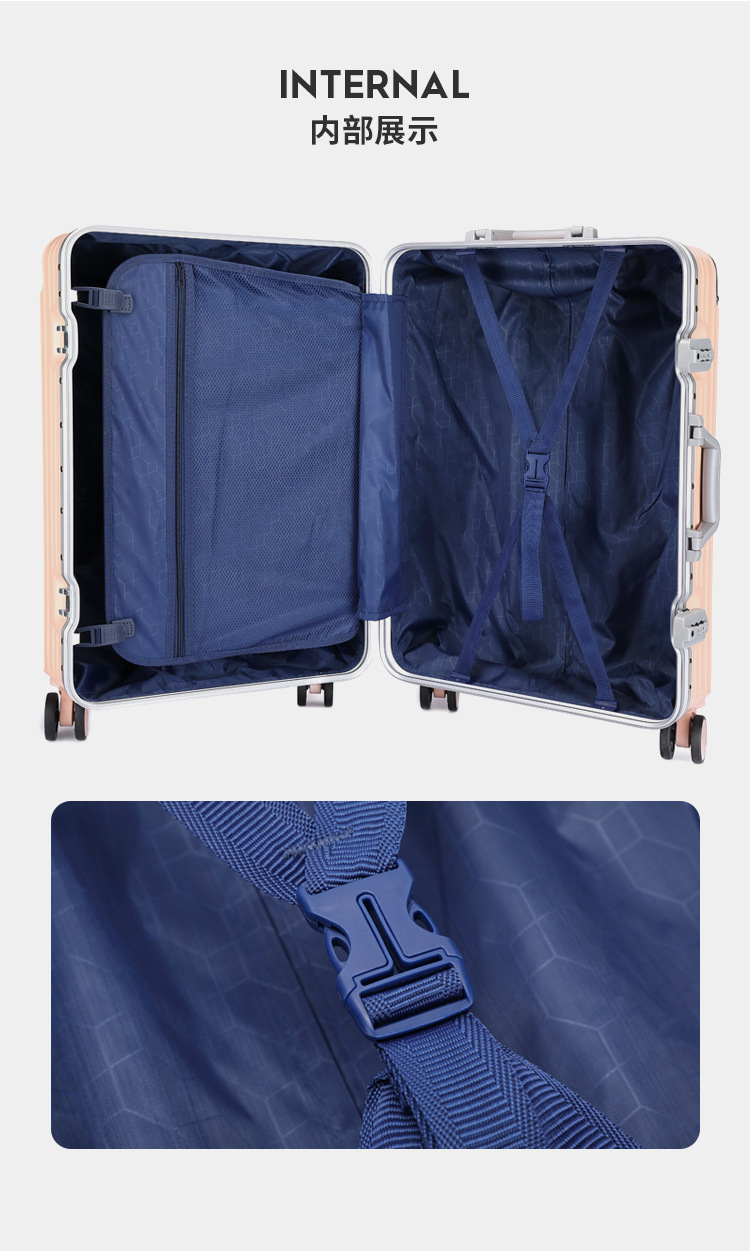 Suitcase Aluminum Frame Male and Female College Student Trolley Case Luggage Boarding Bag 20-Inch