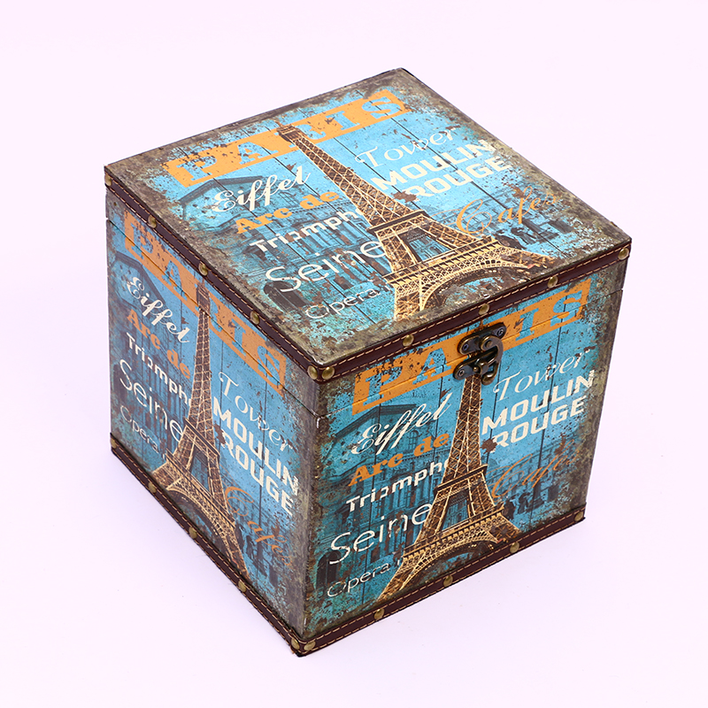 European-Style Retro Suitcase Storage Box Wooden Box Vintage Travel Props Leather Suitcase Distressed Creative Ornaments