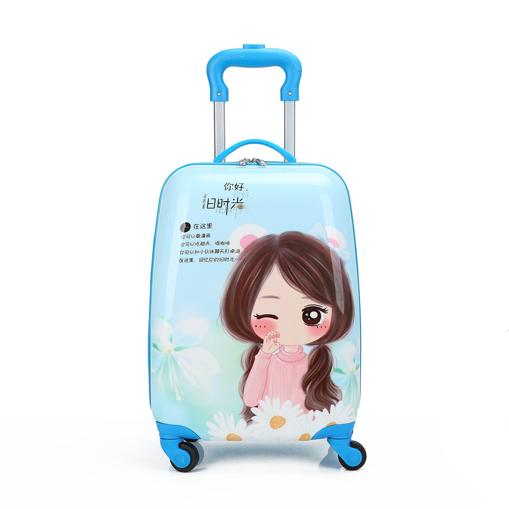 Factory Supply 18-Inch Children&#039;s Cartoon Trolley Case Luggage Gift Suitcase Set Square Four-Wheel Cartoon Suitcase