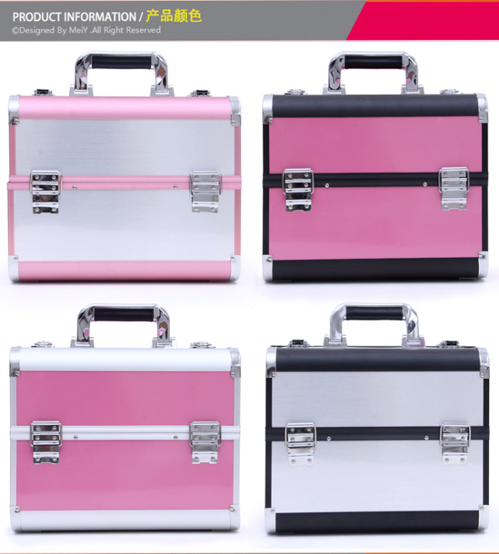 Fashion Korea aluminum cosmetic case lock button ladies suitcase bag