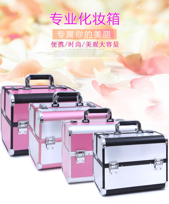 Fashion Korea aluminum cosmetic case lock button ladies suitcase bag