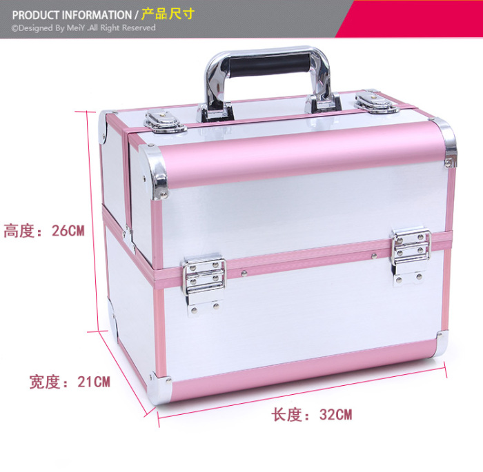 Fashion Korea aluminum cosmetic case lock button ladies suitcase bag