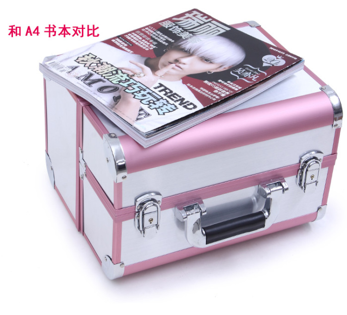 Fashion Korea aluminum cosmetic case lock button ladies suitcase bag