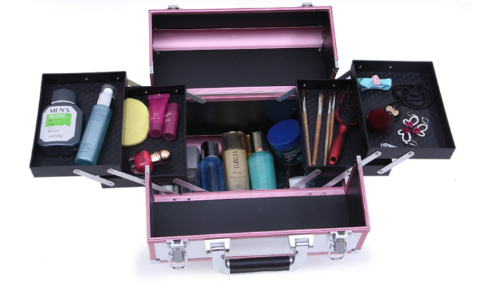 Fashion Korea aluminum cosmetic case lock button ladies suitcase bag