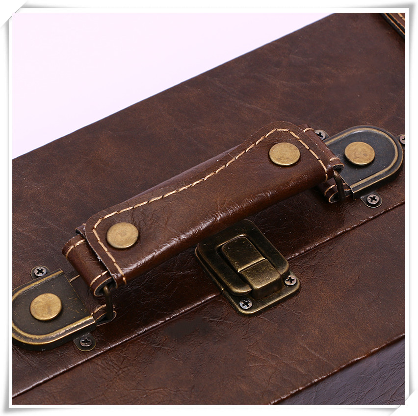 British Style Retro Leather Suitcase Suitcase Wooden Box Antique Box Show Window Decoration Display Shooting Props