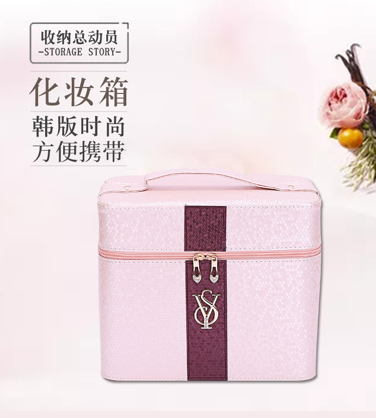 Cross-Border Korean-Style Simple Double-Open Cosmetic Case Multi-Functional Large Capacity Storage Box Korean-Style Cosmetic Bag Suitcase