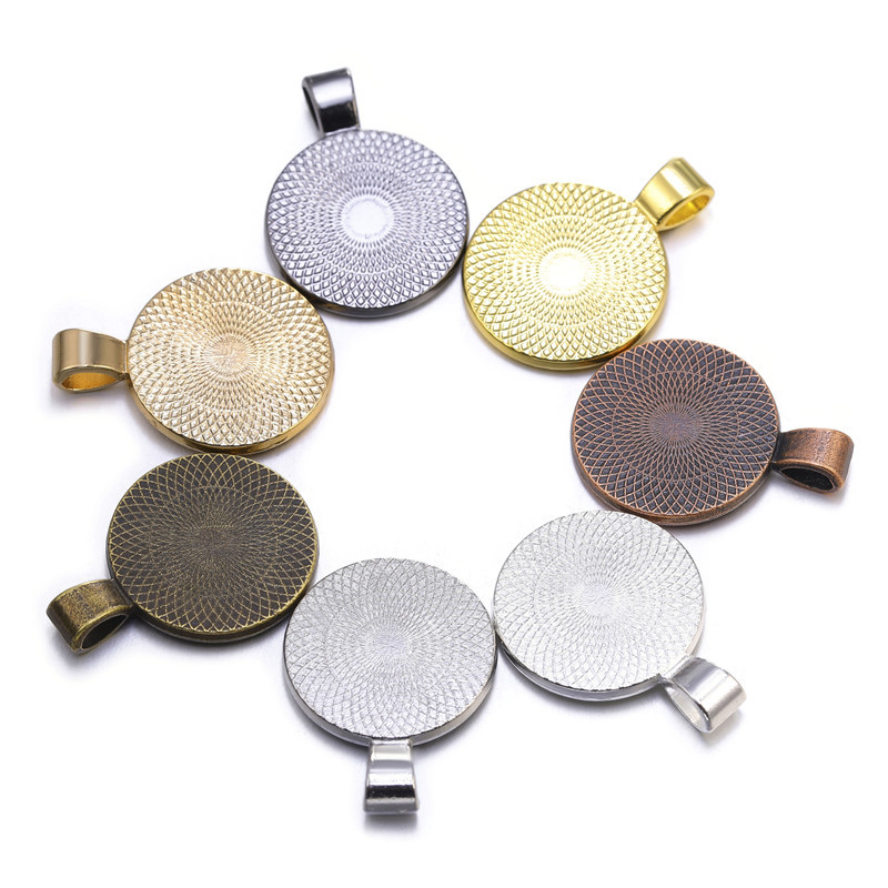 Alloy Decoration Accessories Diy20mm round Time Stone Alloy Base Support Necklace Pendant Ornament Factory Wholesale