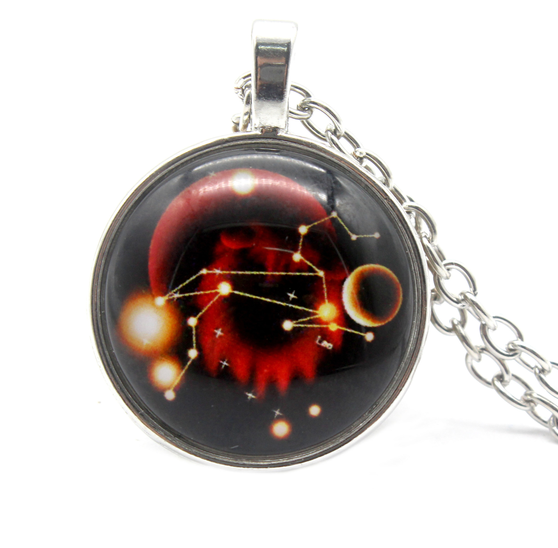European and American Jewelry Alloy Necklace Amazon Hot Sale Twelve Constellation Time Stone Glass Pendant