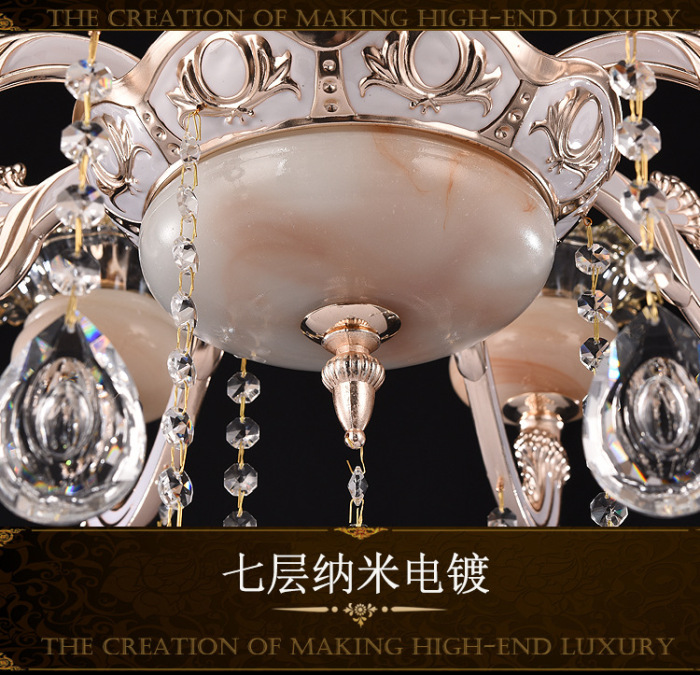 Factory direct European zinc alloy candle crystal chandelier LED living room duplex building jade stone chandelier Factory direct European zinc alloy candle crystal chandelier LED living room duplex building jade stone chandelier