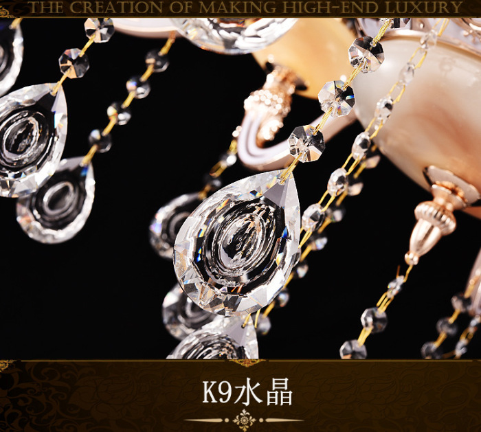 Factory direct European zinc alloy candle crystal chandelier LED living room duplex building jade stone chandelier Factory direct European zinc alloy candle crystal chandelier LED living room duplex building jade stone chandelier