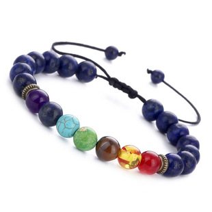 2020 Cross-Border Seven-Pulse Wheel Alloy Ornament Volcanic Rock Aromatherapy Beaded Bracelet Stone Yoga Bracelet