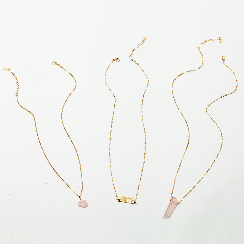 Elegant Jewelry European and American Personalized Simple Style Natural Stone Necklace Women&#039;s Metal Leaf Multi-Layer Alloy Women&#039;s Necklace