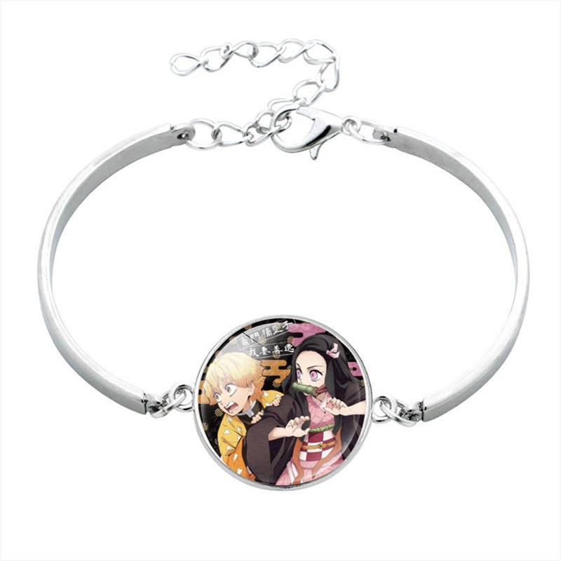 Kimetsu No Yaiba Time Stone Alloy Bangle Bracelet Japanese Classic Anime Peripheral Small Commodity Bracelet Wholesale