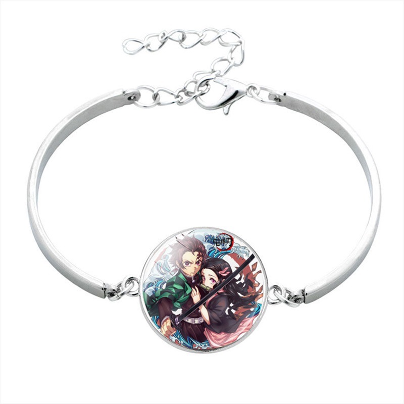Kimetsu No Yaiba Time Stone Alloy Bangle Bracelet Japanese Classic Anime Peripheral Small Commodity Bracelet Wholesale