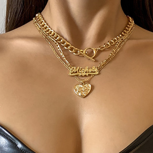 Foreign Trade Retro Moon Alloy Sweater Chain European and American Style Jewelry Natural Stone Crystal Necklace for Women Amazon Ornament