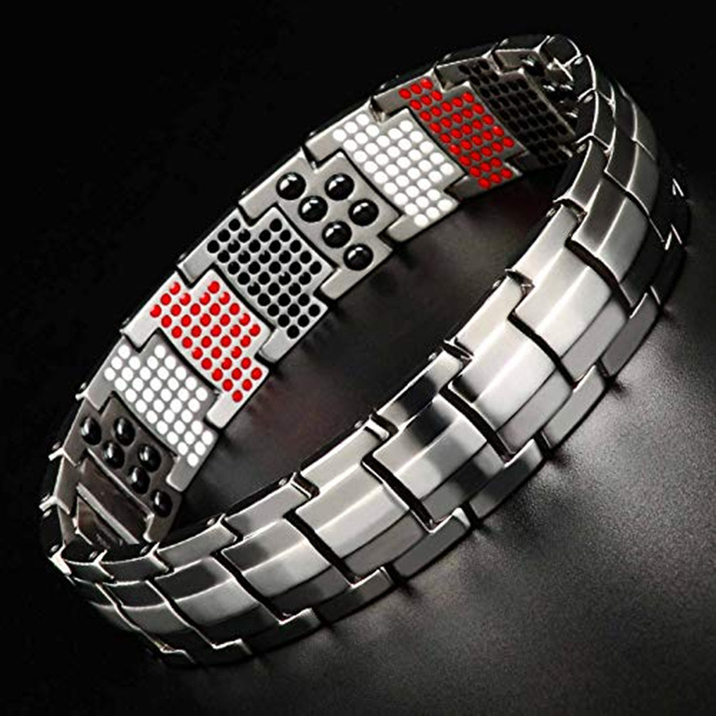 Pure Titanium Alloy Bracelet Wholesale Factory European and American 591 Elements Four-in-One Negative Ion Magnetic Germanium Stone Bracelet Men