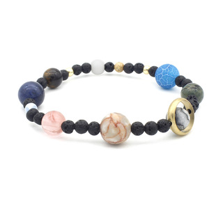 2020 Cross-Border Seven-Pulse Wheel Alloy Ornament Volcanic Rock Aromatherapy Beaded Bracelet Stone Yoga Bracelet