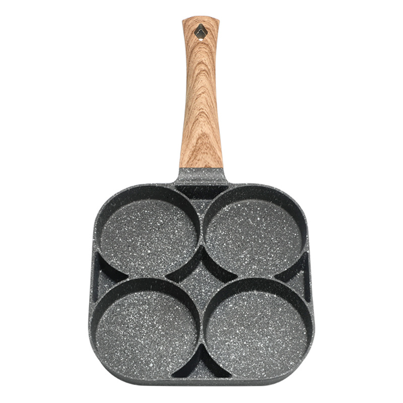 Thickened Breakfast Pot Porous Special-Shaped Medical Stone Light Smoke Less Oil Hamburger Fried Egg Roasted Dumpling Double Bottom Aluminum Alloy Non-Stick Pan