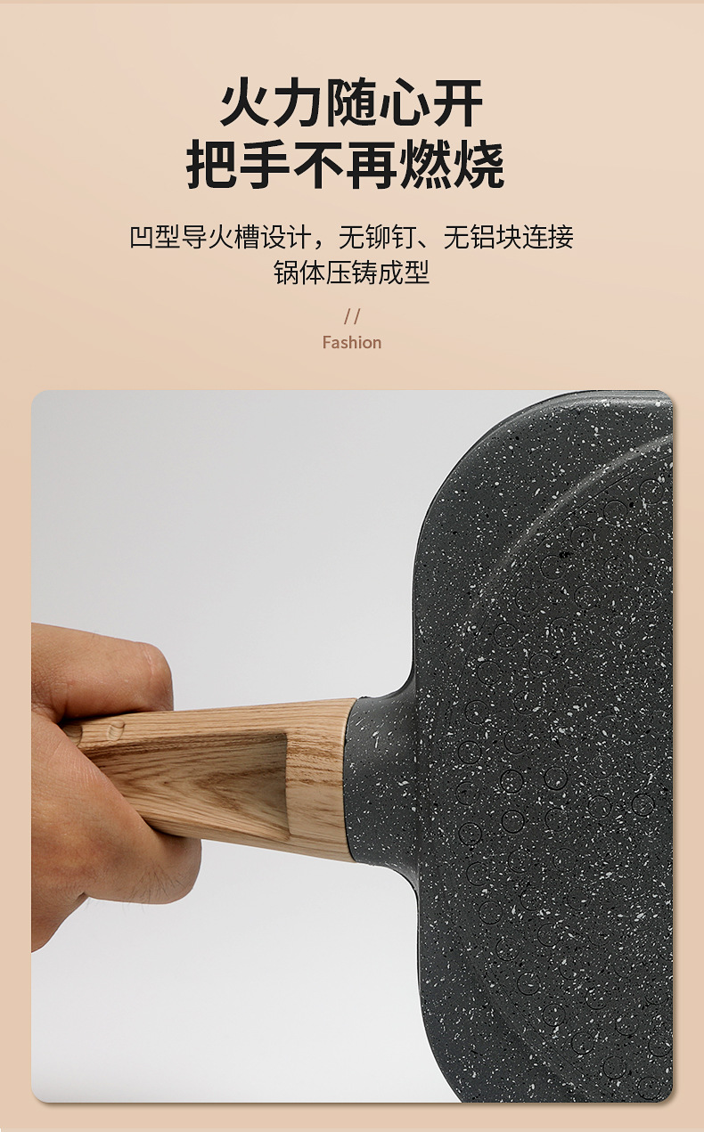 Thickened Breakfast Pot Porous Special-Shaped Medical Stone Light Smoke Less Oil Hamburger Fried Egg Roasted Dumpling Double Bottom Aluminum Alloy Non-Stick Pan