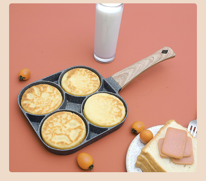 Thickened Breakfast Pot Porous Special-Shaped Medical Stone Light Smoke Less Oil Hamburger Fried Egg Roasted Dumpling Double Bottom Aluminum Alloy Non-Stick Pan